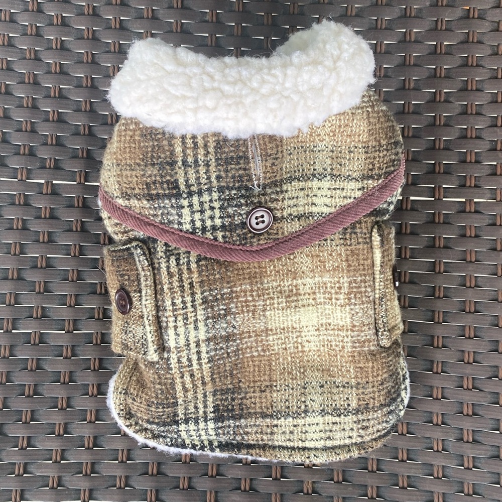 Tweed and fleece dog vest